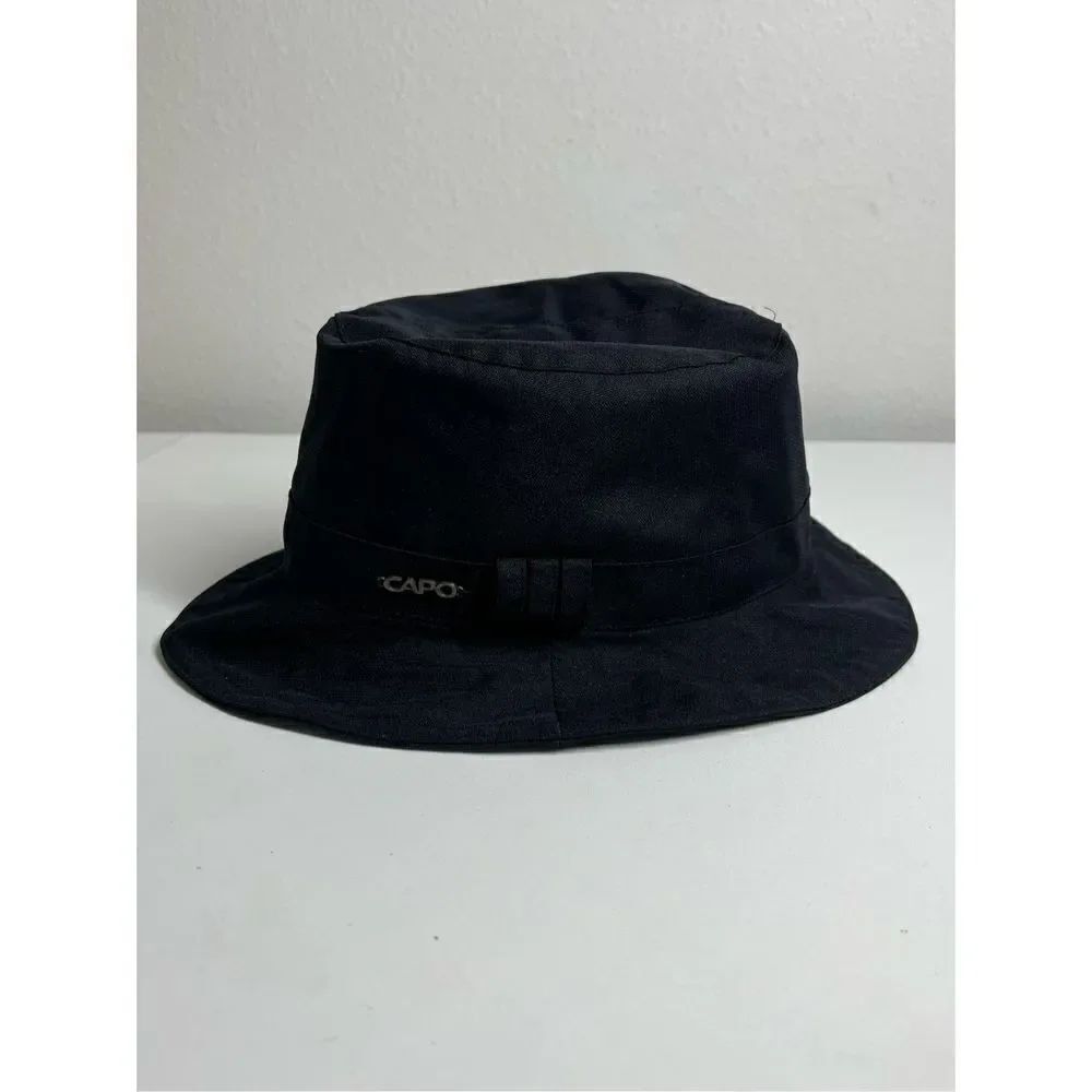 CAPO Austria Bohemian wide-brim cotton bucket hat with ears protection Black Fl
